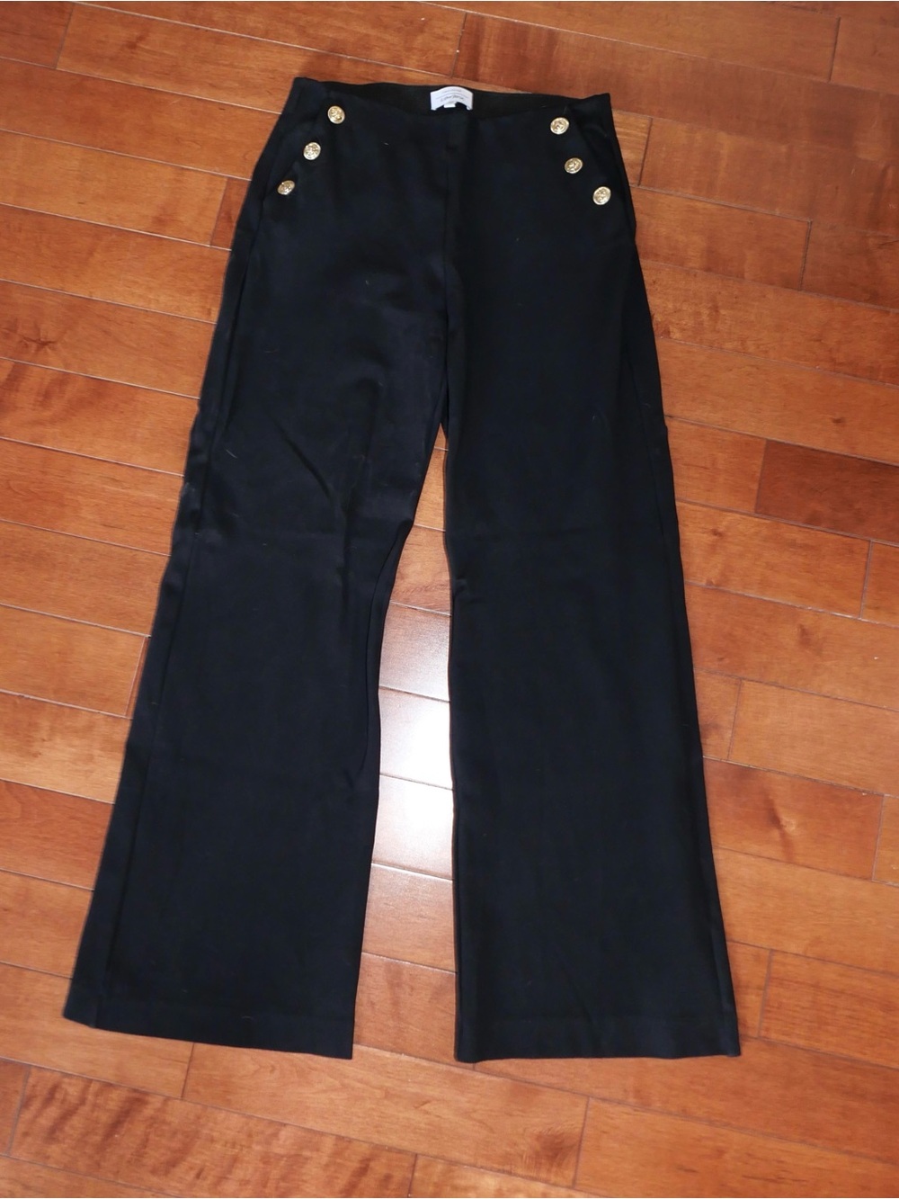 & Other Stories Black with Gold Buttons Flared-Leg Trousers